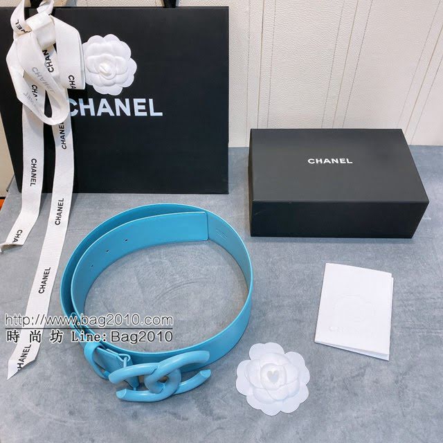 Chanel女士皮帶 香奈兒cc烤漆logo扣雙面可用小牛皮腰帶  jjp1149